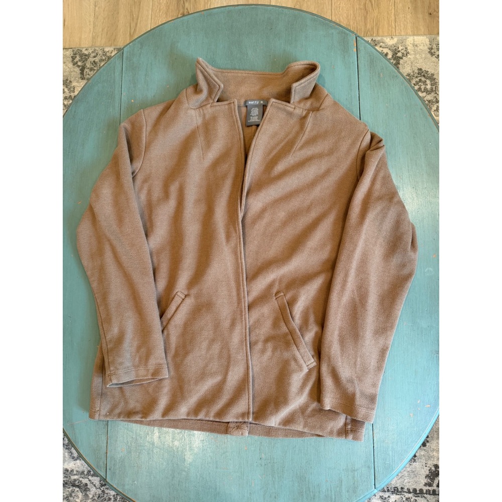 Matty M Women XL Tan Brown Textured Knit Open Front Cardigan Jacket MJ9231-623US